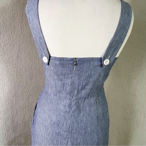 MaxMara Weekend Blue & White Striped Linen & Cotton Lightweight Dress UK 10 - Picture 9 of 11